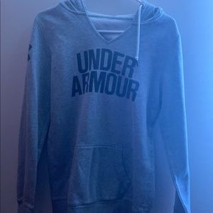 Grey and black under armour sweatshirt